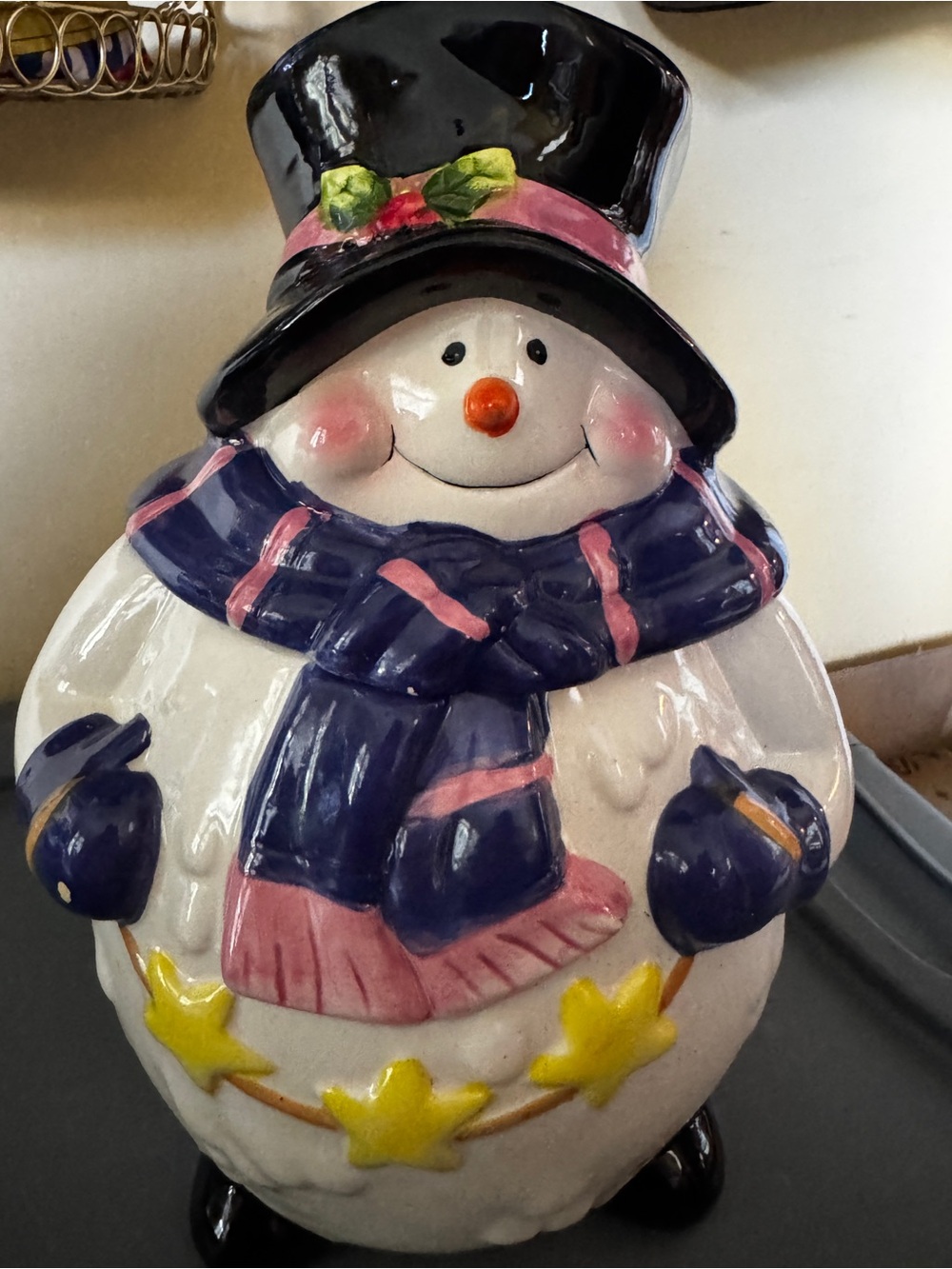 Festive Ceramic Snowman Cookie Jar